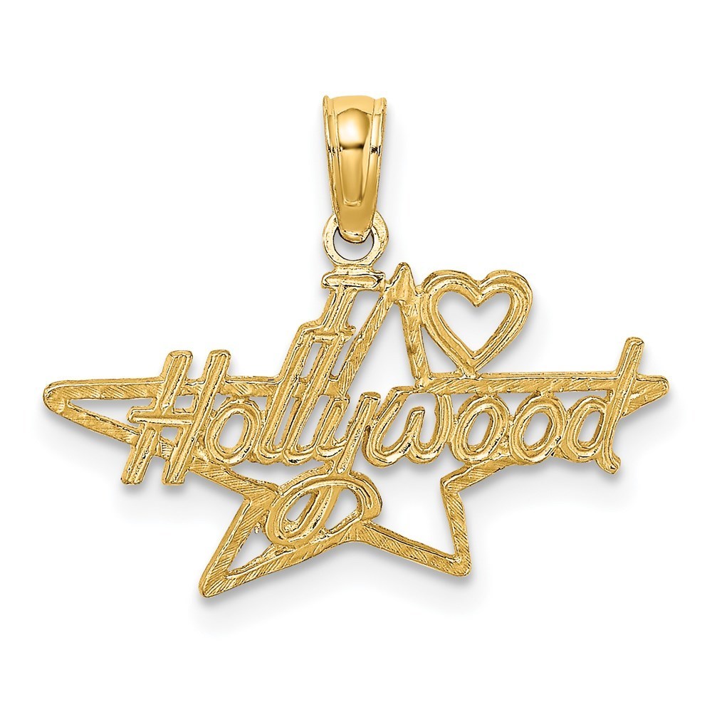14k Yellow Gold Mini Travel I Heart Hollywood Star Charm